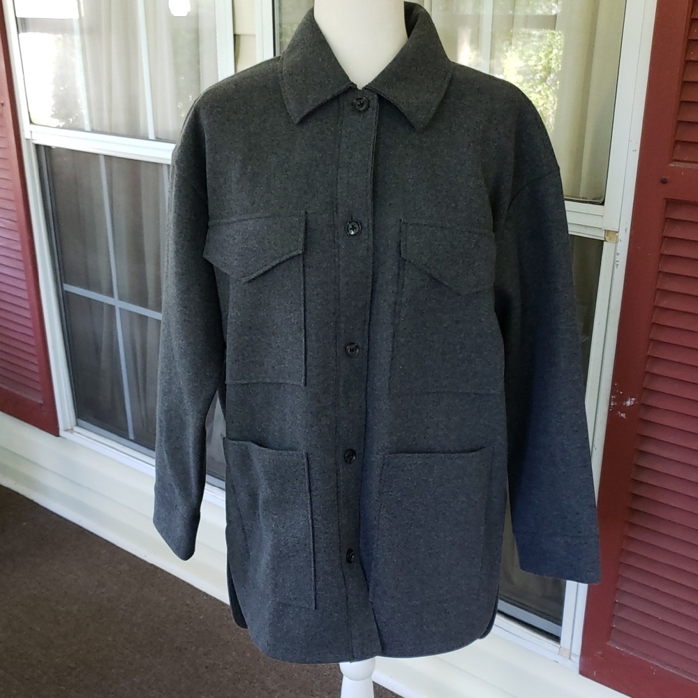 Banana Republic Solid 4 PKT Gray Women's M Shacket‎ Jacket